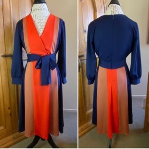 FABULOUS FLUID ColorBlock Puff Sleeve Fit Flare Dress